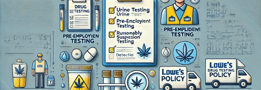 Lowe’s drug testing policy infographic showing pre-employment